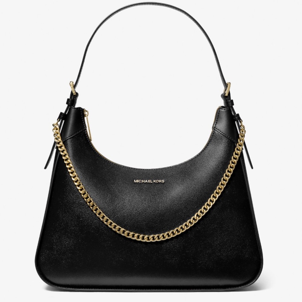 Michael Kors Wilma Large Black Leather Shoulder Bag